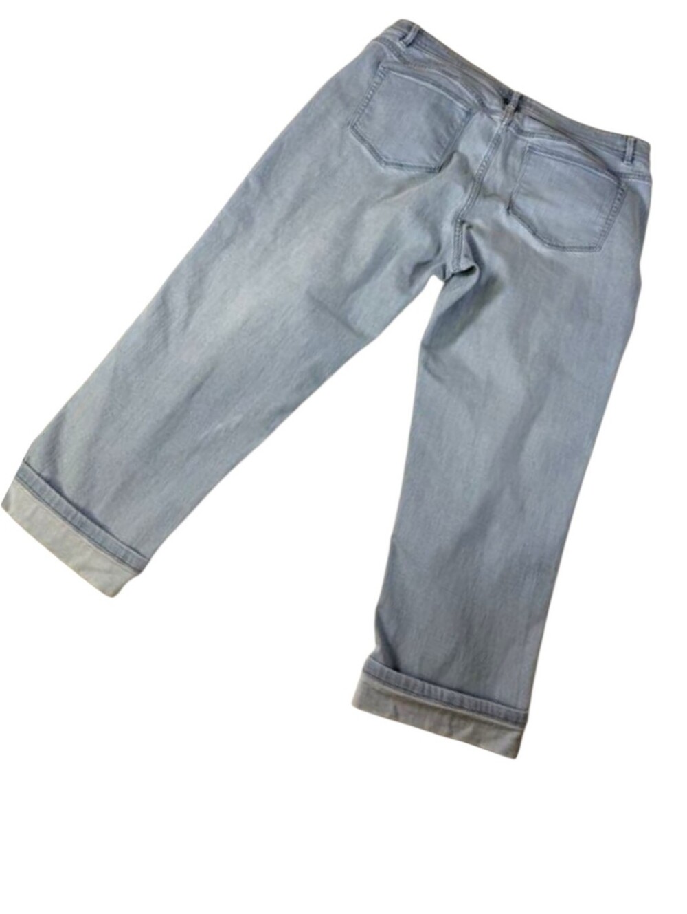 J Jill Blue Denim Cropped Cuffed Capris Stretch High-rise Zip Fly Cuffed Size 12 - Picture 8 of 16